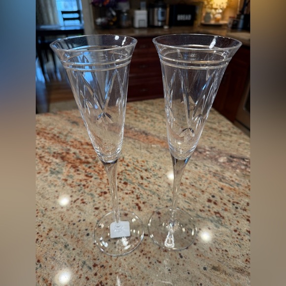 Stuart Crystal Romance Flute Pair 2 Champaign Flutes In Box - Picture 1 of 11